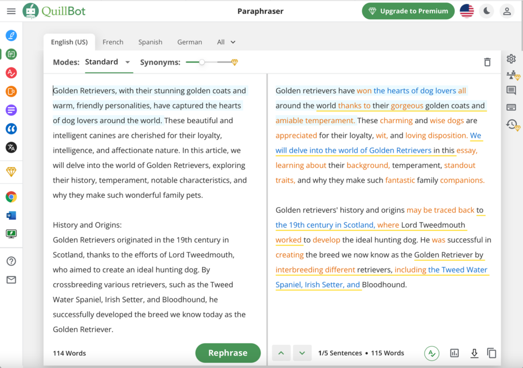 QuillBot est un correcteur de grammaire IA