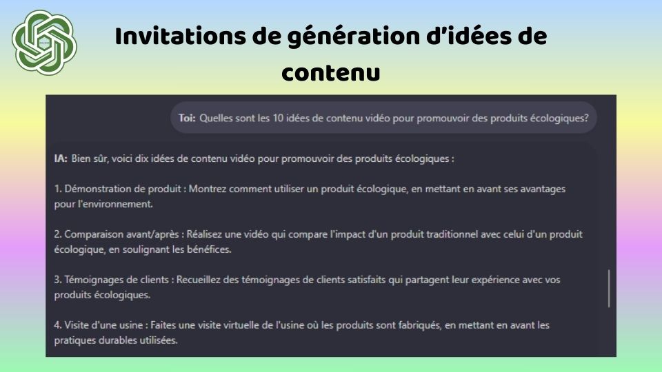 Invitations de génération d'idées de contenu