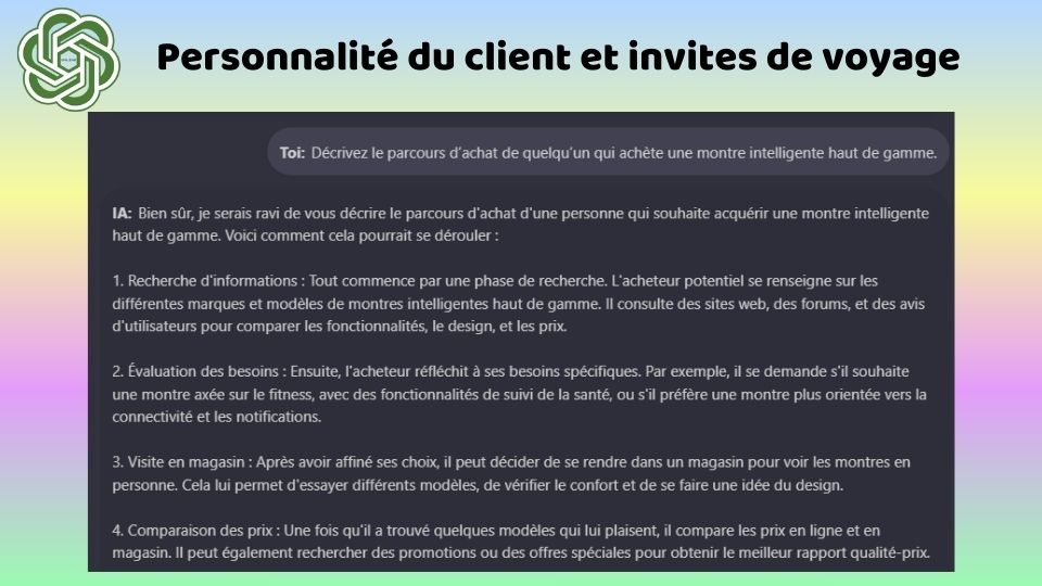 Décrivez le parcours d'achat de quelqu'un qui achète une montre intelligente haut de gamme.