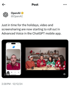OpenAI apporte la vidéo au mode vocal avancé ChatGPT